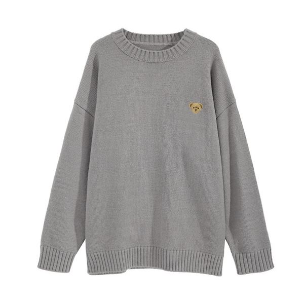 Kvinde Oversized Crewneck Lanterne ærme løs pullover chunky