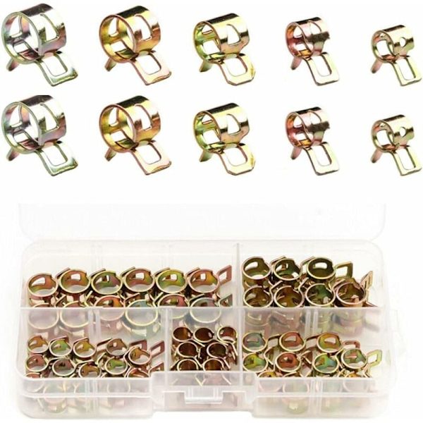 Fjederklemme Slangeklemme 75 Stykker Brændstof Slangeklemme 6-10mm Kit Sæt H