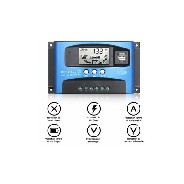 12V/24V Smart Batteri MPPT Solcellepanel Regulator Ladningskontroller