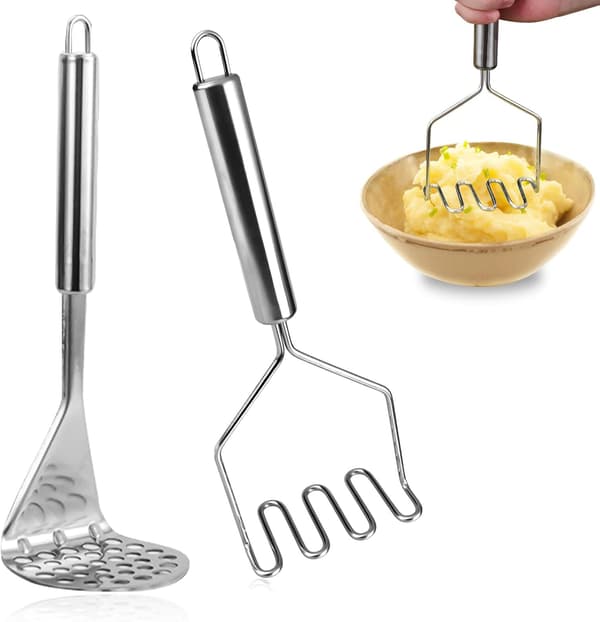 Set med 2 potatismosare i rostfritt stål, tål maskindisk för potatismos
