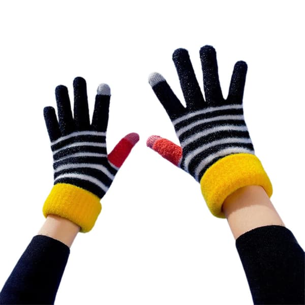 1 par kvinders plys handsker farve kontrast holde varme elastisk sensit