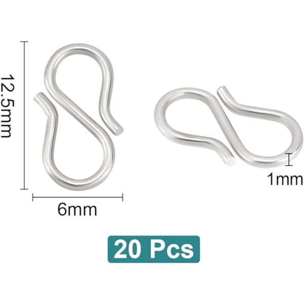 20 kpl S-koukkuliittimet Ruostumattomasta teräksestä Koukut S-lanka Koukut Rannerengas Ne