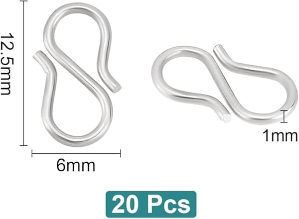 20 stk. S-krog-forbindelser i rustfrit stål S-wire-kroge til armbånd Ne