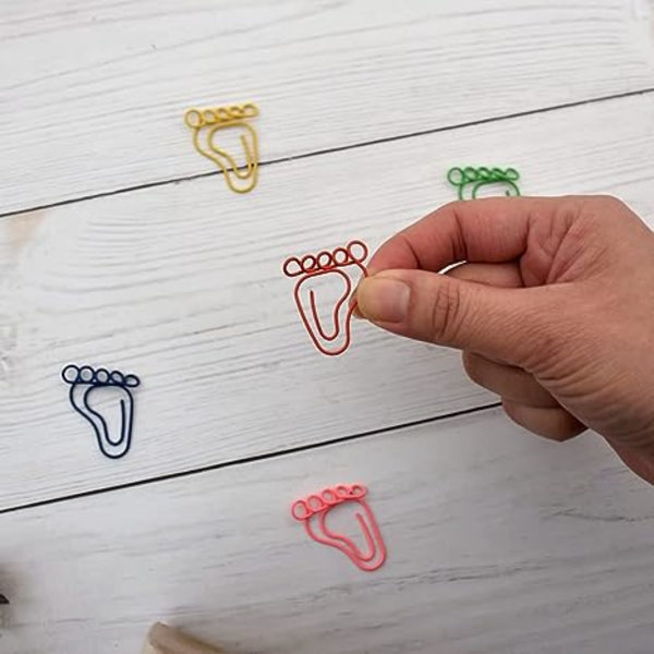 24 stk. Regnbue Kreative Fodaftryk Papirclips Assorterede Farver Søde