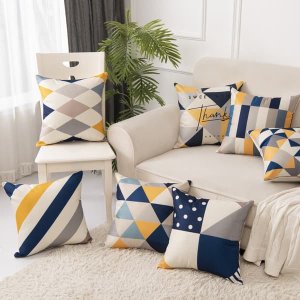 Set med 7 Kuddfodral 45 x 45 cm Dekorativa Mjuka Kuddfodral So