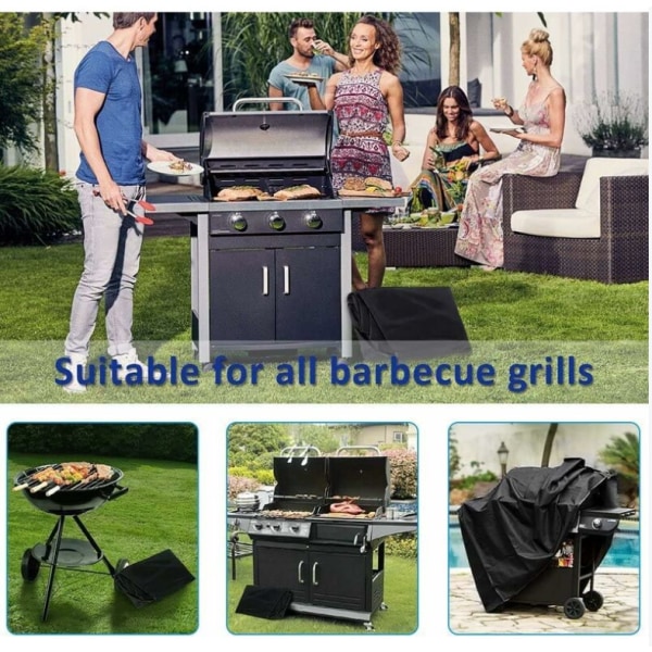 BBQ-deksel presenning grilldeksel - 170 x 61 x 117 cm, svart