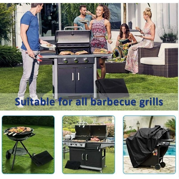 BBQ-overtræk presenning grillovertræk - 170 x 61 x 117 cm, sort
