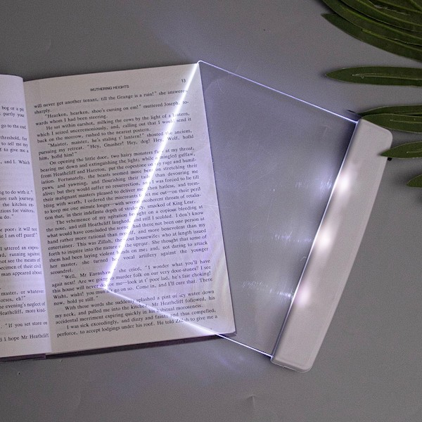 Flat Book Light Side Book Light for Clear LED Full Page Illuminator Panel Plate(Hvit)