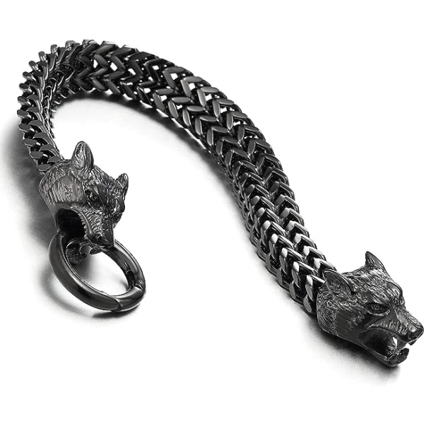 Wolf Head Franco Link Chain Armband för män i rostfritt stål med S