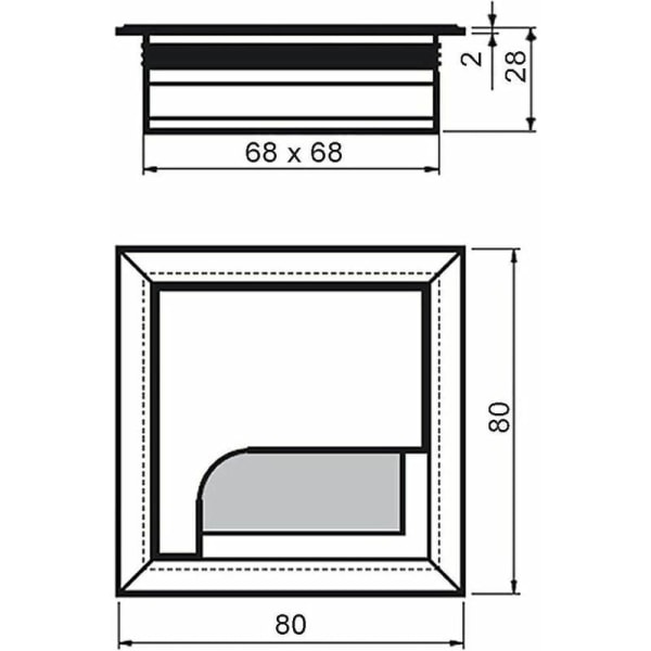 80x 80mm Pöytäkaapeliläpivienti Kaapelireikä Toimistopöydälle Kotihuonekaluille Hopea Anodisoitu Alumiinikaapeli Neliö 2kpl