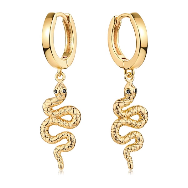 Guld orm örhängen för kvinnor 18K guldpläterade fina ormformade charm Huggie H