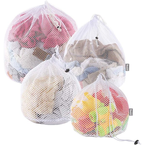 4 kappaletta pyykkipussi, pyykkipussi, kestävä konepussi
