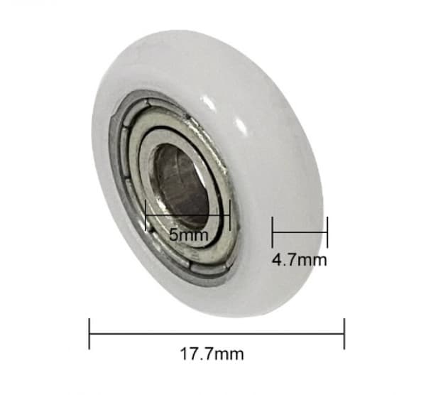 Brusekabineruller, diameter 17,7 mm, sæt med 8