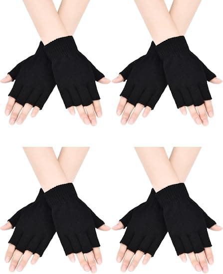 4 par fingerlösa handskar halvfinger vantar vinter enfärgad
