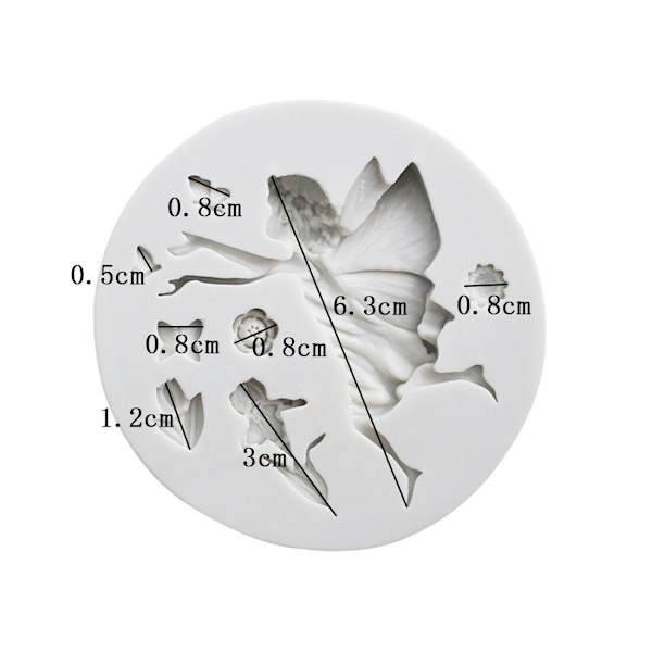 1 stk. 3D fe 3D engel alfe silikone fondantform blomst pige kage cho