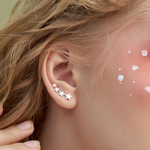 925 Sterling Silver Star Crawler Örhängen Manschett för Kvinnor Klättrare Örhängen Wrap