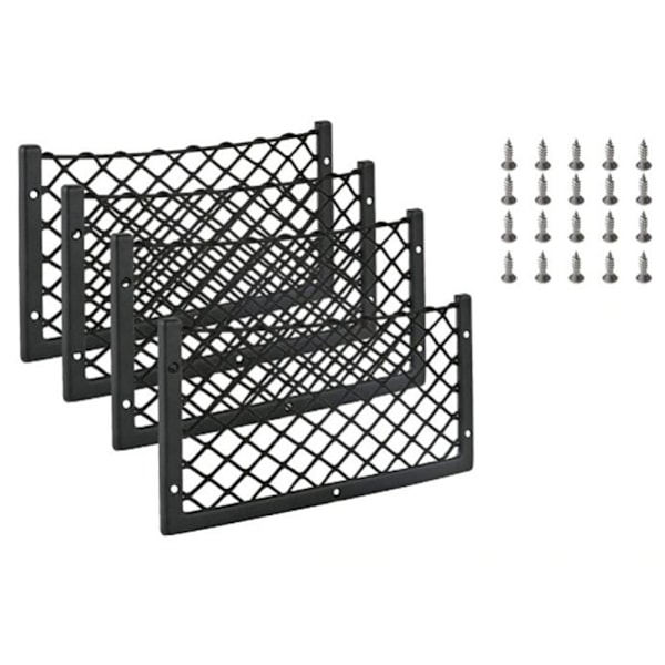 4 stk. bilopbevaringsnet, bagagerumsopbevaringsorganisatorer 35,5 * 18,5 CM, multifunktionel bilommearrangørpose til redskaber,