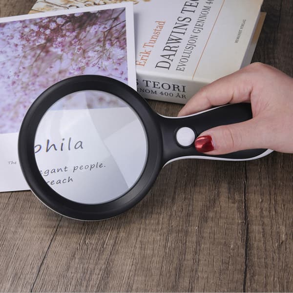 Lighted Reading Magnifier, Håndholdt Forstørrelsesglas, Illumin