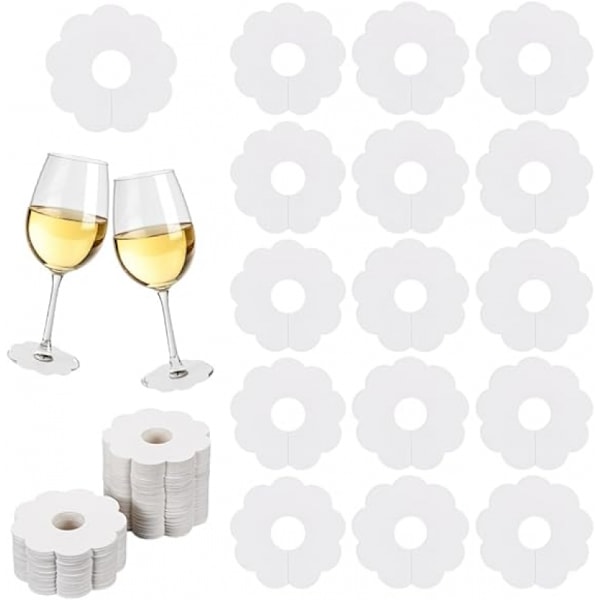Blank Blomster Papir Vinglas Markør til Stilkglas Drikke Navneskilte Blomstermønster Engangs Vinlabel Vinglas Charm