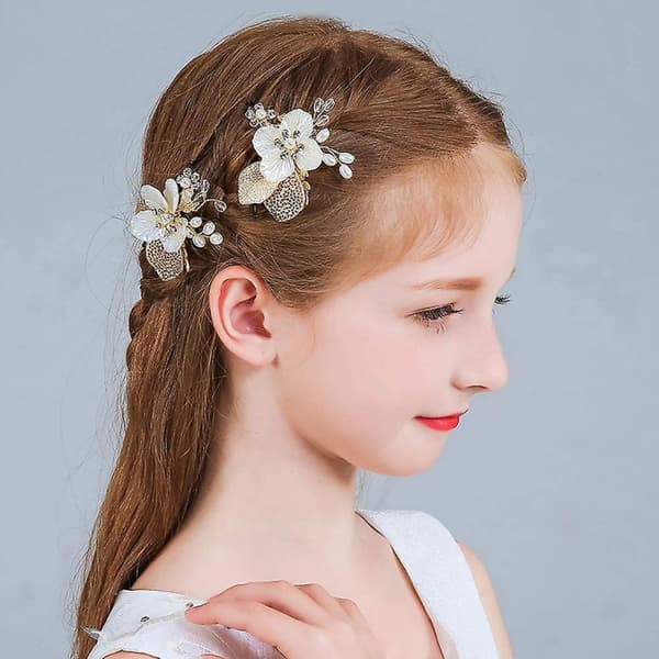 Bröllop Blomsterflicka Hårnålar Brud Pärla Hårbit Kristaller Hårklämmor B