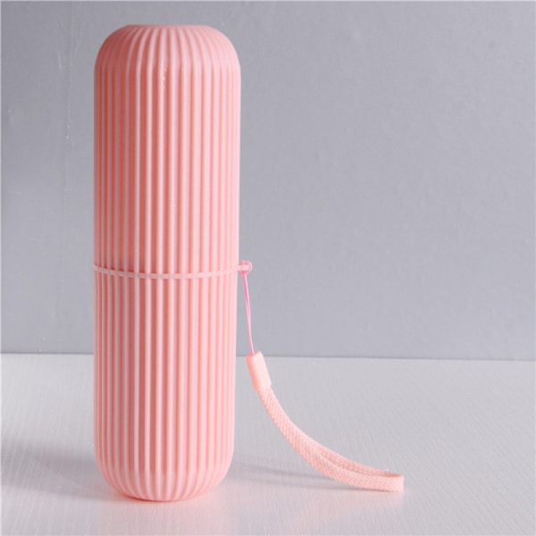 Travel Toothbrush Case Portable Slip Resistant Cup with Cover Pink