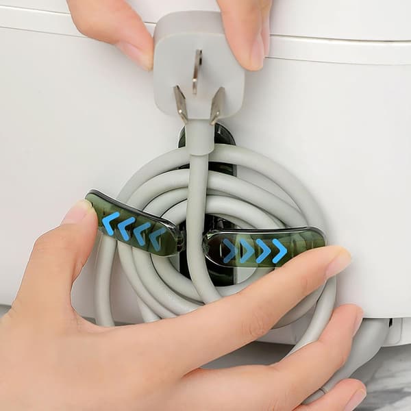 Køkken Kabelholder, Ledningsopruller til Hvidevarer, Klæbende Kabeloprullerholder, Wrap Hooks til Strømkabelstyring 4 stk., Ledningsopruller