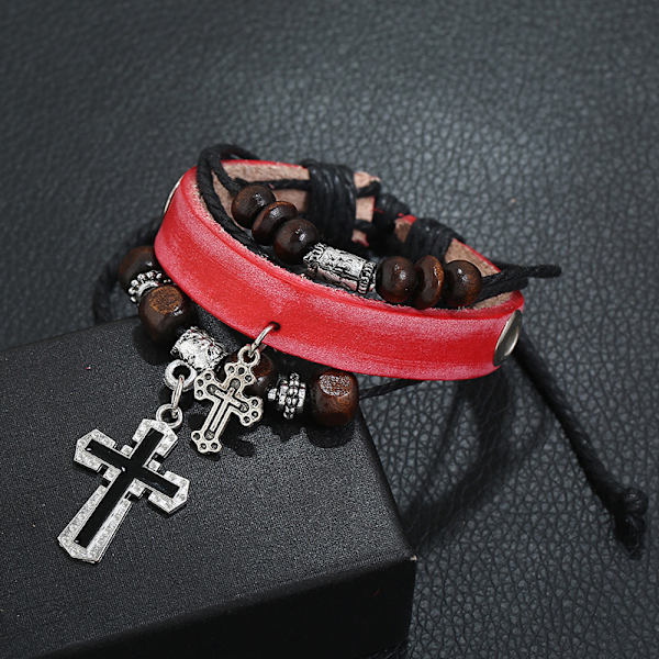 9 stk flettet læderarmbånd til mænd og kvinder, manchet armbånd