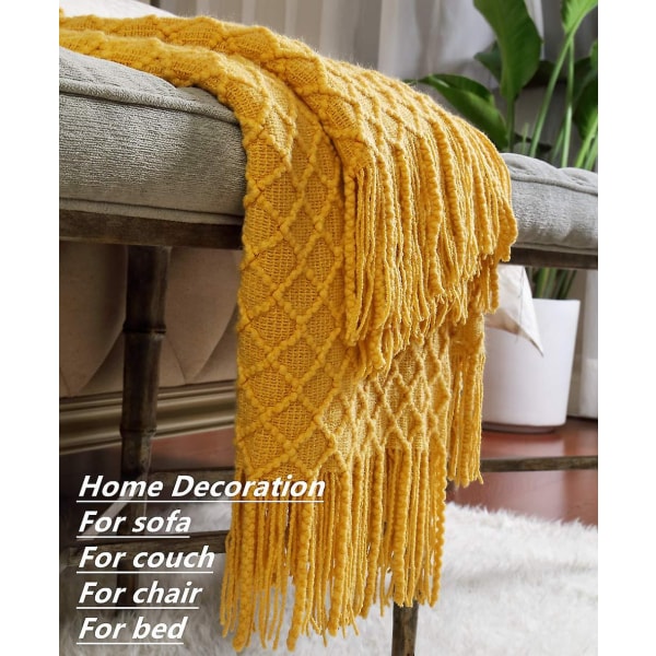 Sofastol Seng strikket dekorativt tæppe velegnet til forår og sommer 1