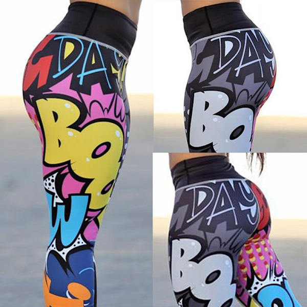 Kvinder Digital Tryk Trænings Leggings Høj Talje Push Up M