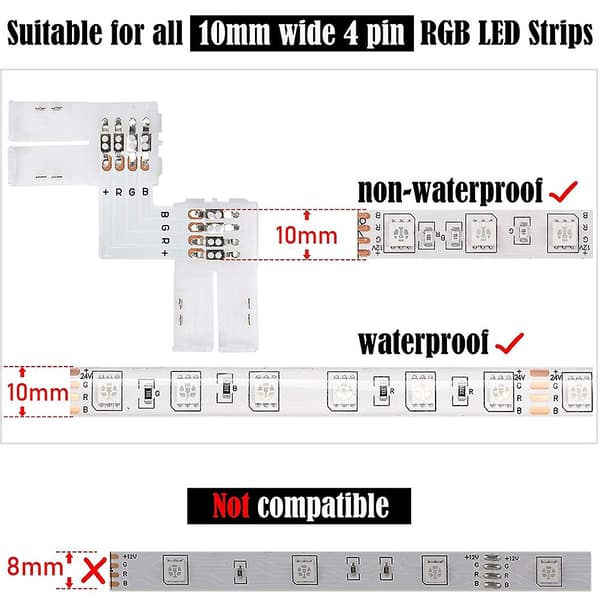 10 stk. LED-strip-stik komplet sæt