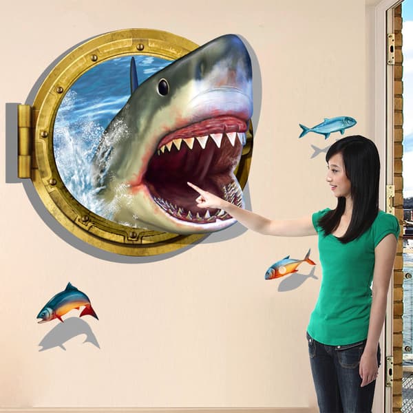 Haj Wall Sticker 3D-effekt Wall Sticker til Stue Soveværelse