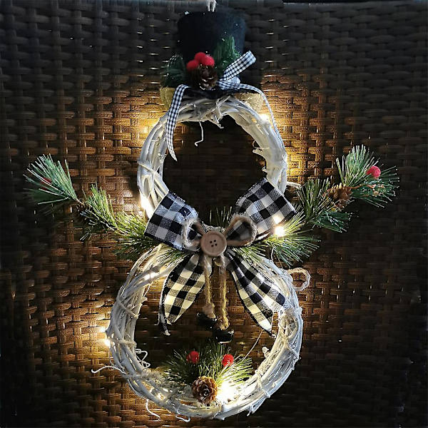 Lighted Christmas Wreath Decoration, Grapevine Wreath  For Front