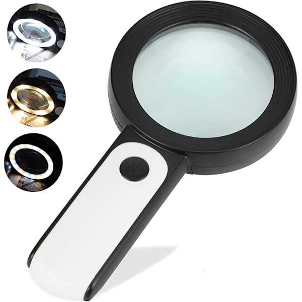 Läsglas, 30X förstoringsglas med 18 LED-lampor Handhållen