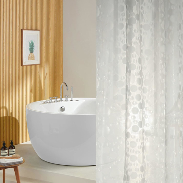 Bubbelduschdraperi, PEVA-duschdraperi, genomskinligt duschdraperifoder, förtjockat duschdraperifoder för badrum, 180x180cm