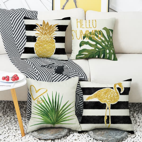 Set med 4 stycken söta kuddfodral 45 x 45 cm, kuddfodral för soffa