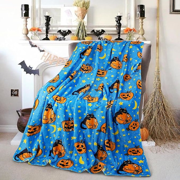 130*150cm Syksyn Halloween-peitto Halloween-heittäjäpeittoja ja heittoja Syksyn kurpitsaheittäjäpeitto Superpehmeä, mukava ja pörröinen sohvalle ja tuolille