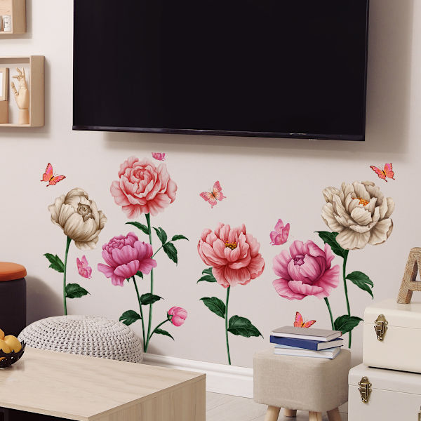 En uppsättning väggdekaler fjärilsblommor väggdekal väggdekor