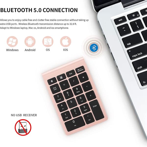 Bluetooth-numeronäppäimistö, 22 numeronäppäintä, pikanäppäimellä, 10 näppäintä