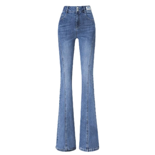 Kvinnors Vintage Flare Jeans Hög Midja Denim Långa Byxor Bell Bott