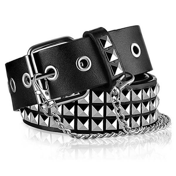 Sort Nittet Bælte - Nikkel Pyramide Nitter - Punk, Goth 43inch