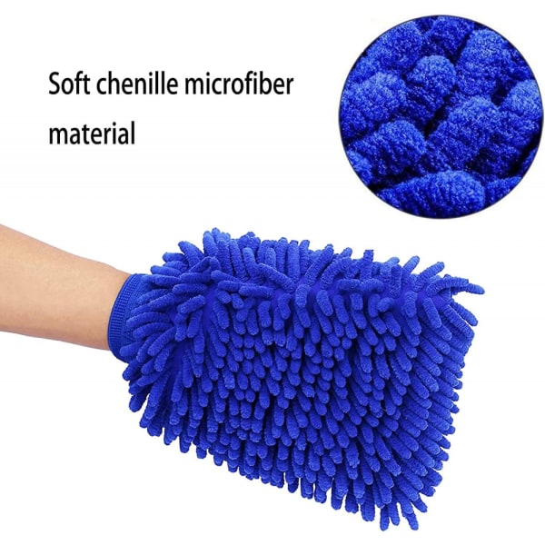 Mikrofiber Chenille Bilvaskhansker, 2stk Chenille Rengjøringshansker, Bilvask