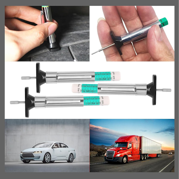 3 stk Dobbeltfarget Dekkdybdemåler Smart Måleverktøy Dekkdybdemåler for Bil Lastebil Motorsykkel Dekk - 0-25 mm Rekkevidde
