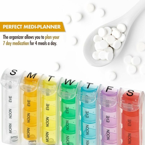 Pop-up Weekly Pill Organizer, Easy Box And 4 Daily Compartments 2