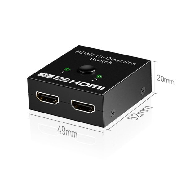 2 in 1 HDMI-kytkin 4k-lähtö, korkearesoluutioinen kaksisuuntainen kytkin