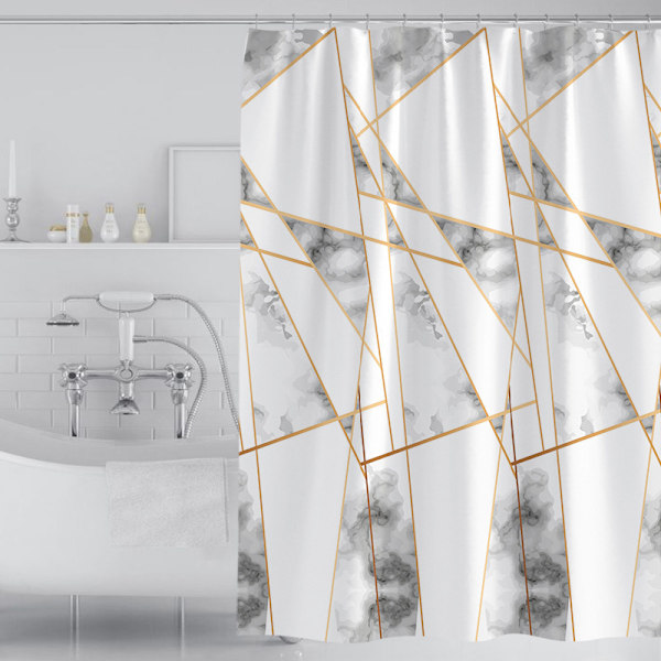 Grå Guld Marmor Duschdraperi, Abstrakt Modern Duschdraperi