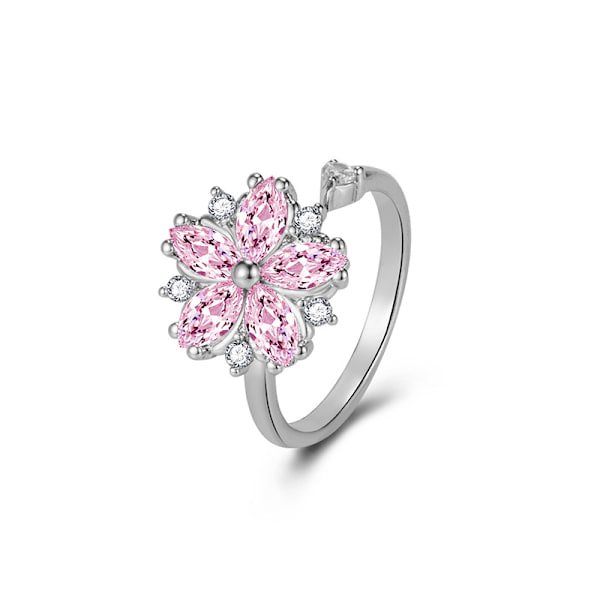 Kvinde blomst ring zircon ædelsten elektroplettet kobber ring ny trendy ring åben justerbar ring