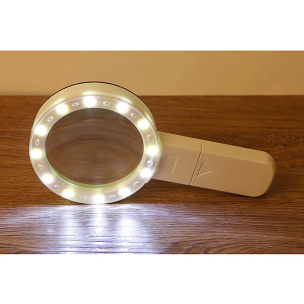 10X læseforstørrelsesglas med LED-lys - belyst læseforstørrelsesglas