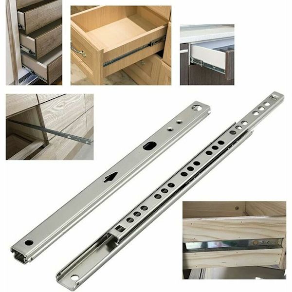 Skuffeskinne 2 par Metal Kugleleje Skuffeskinner Kugleleje Skuffeskinner Skuffeskinneskinner Kuglelejeskinner til Møbelskuffe 246x17x10mm