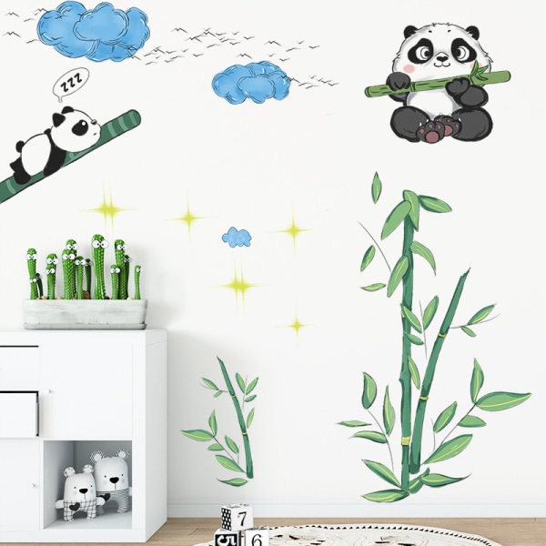Set Pilviä ja Bamboo Panda seinätarroja Lastenhuone wa