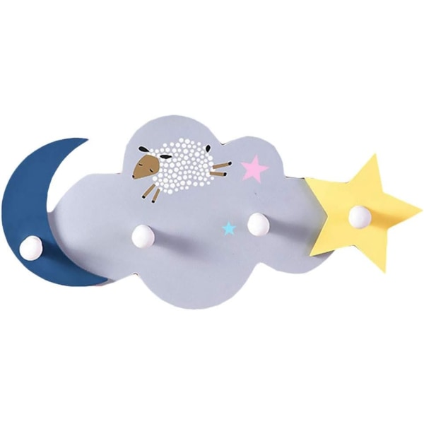 Tecknad Star Moon Trärockhållare Krok för barnrum Hem Kök Badrum Ov